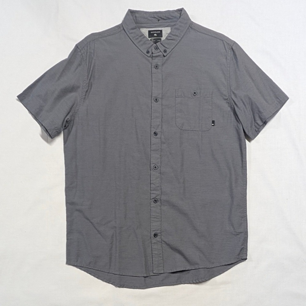 Quiksilver Mens SS Waterfalls Regular Fit Shirt Gray Large